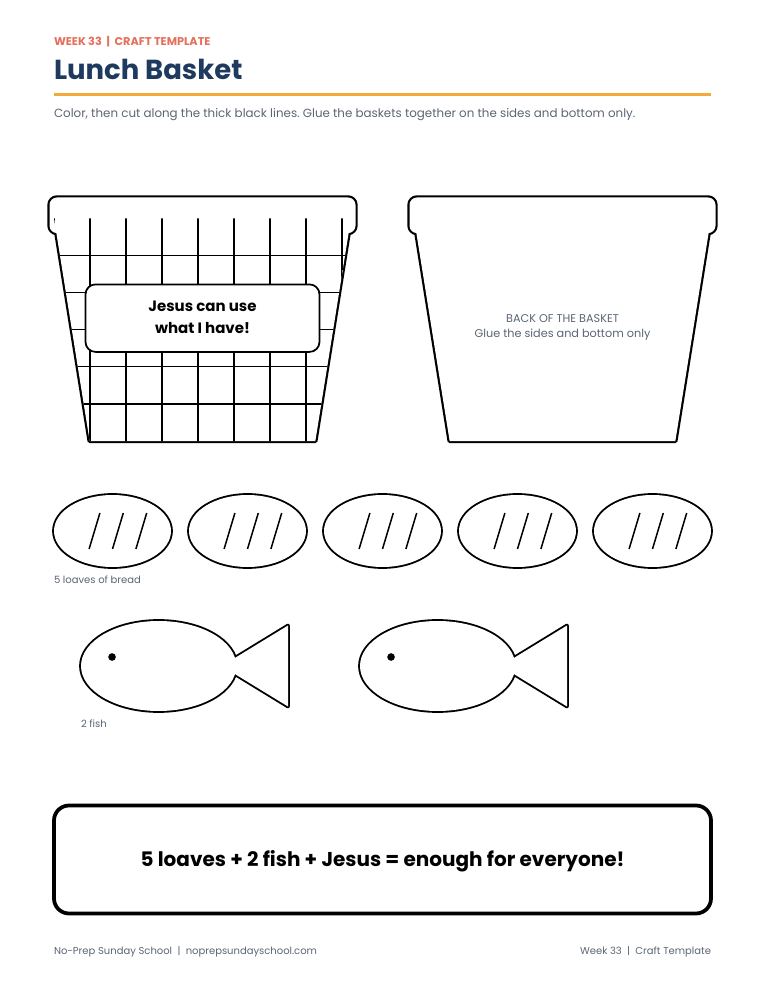 Craft template from Week 33, Five Loaves and Two Fish